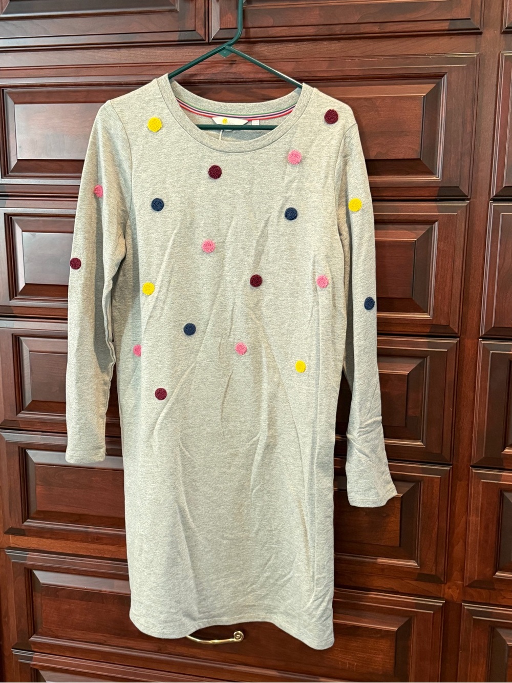 Boden Knit Mini Dress with Multicolor Pom-Dots